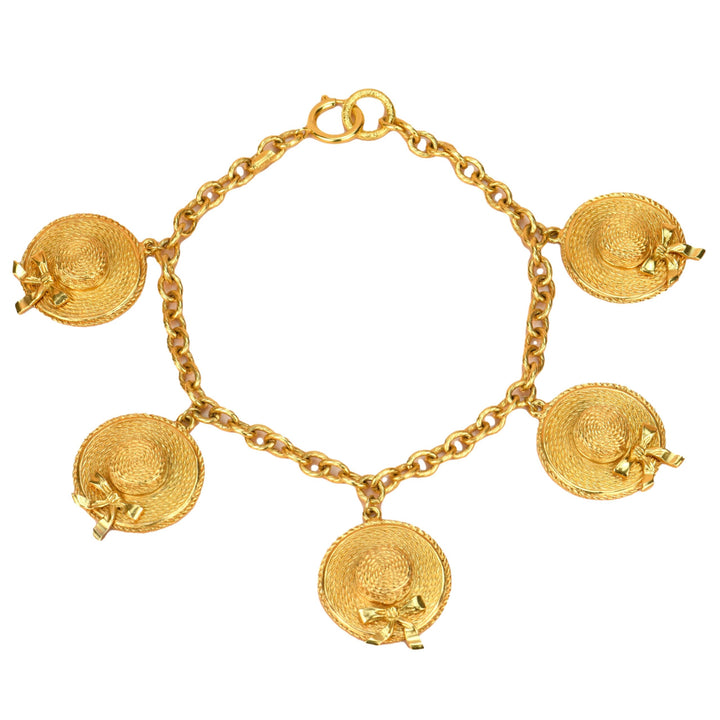 Chanel Vintage Gold Plated Chain Necklace with Iconic Sun Hat