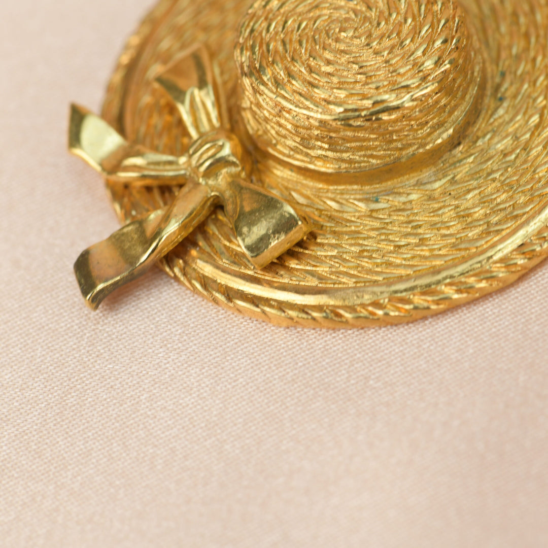 Chanel Vintage Gold Plated Chain Necklace with Iconic Sun Hat