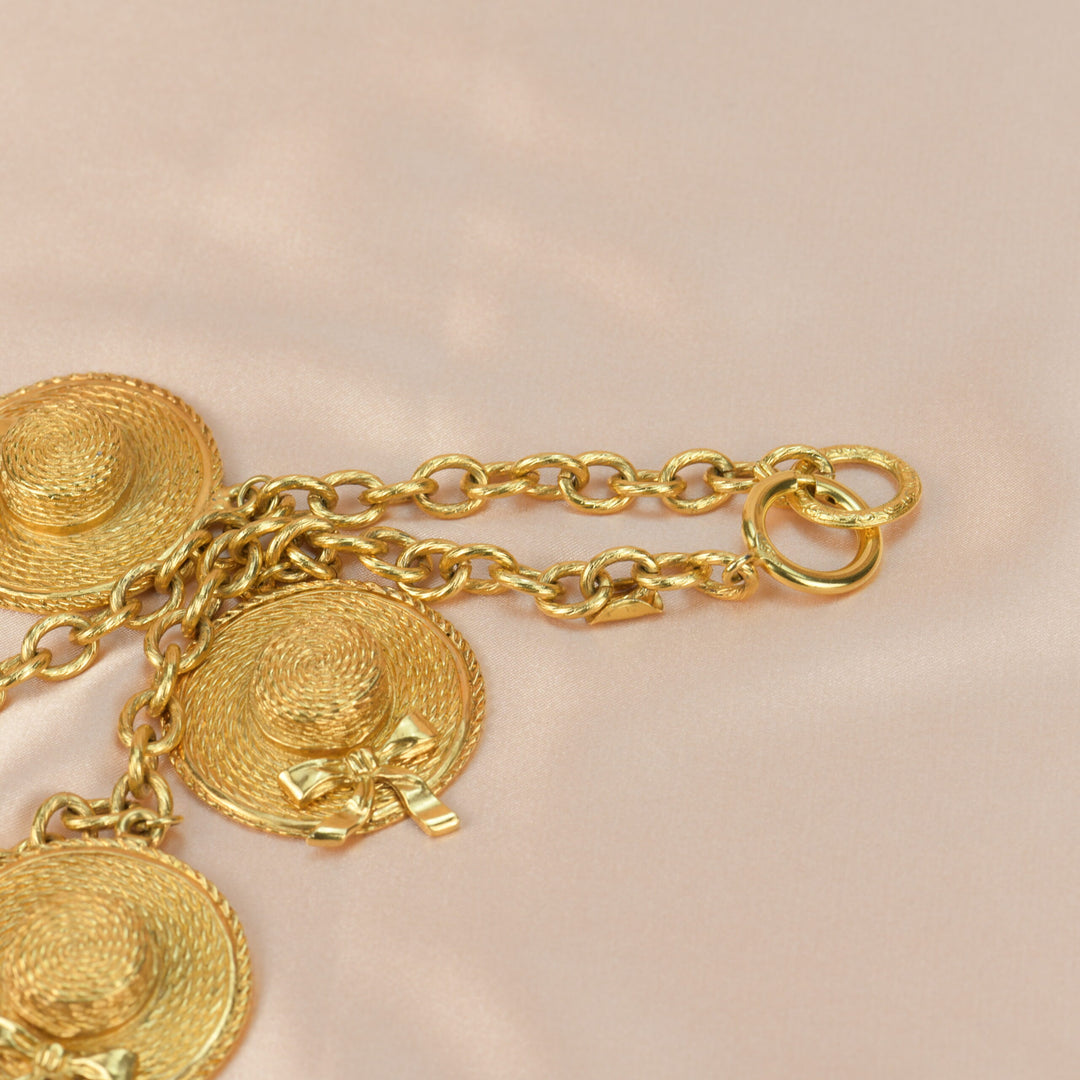 Chanel Vintage Gold Plated Chain Necklace with Iconic Sun Hat