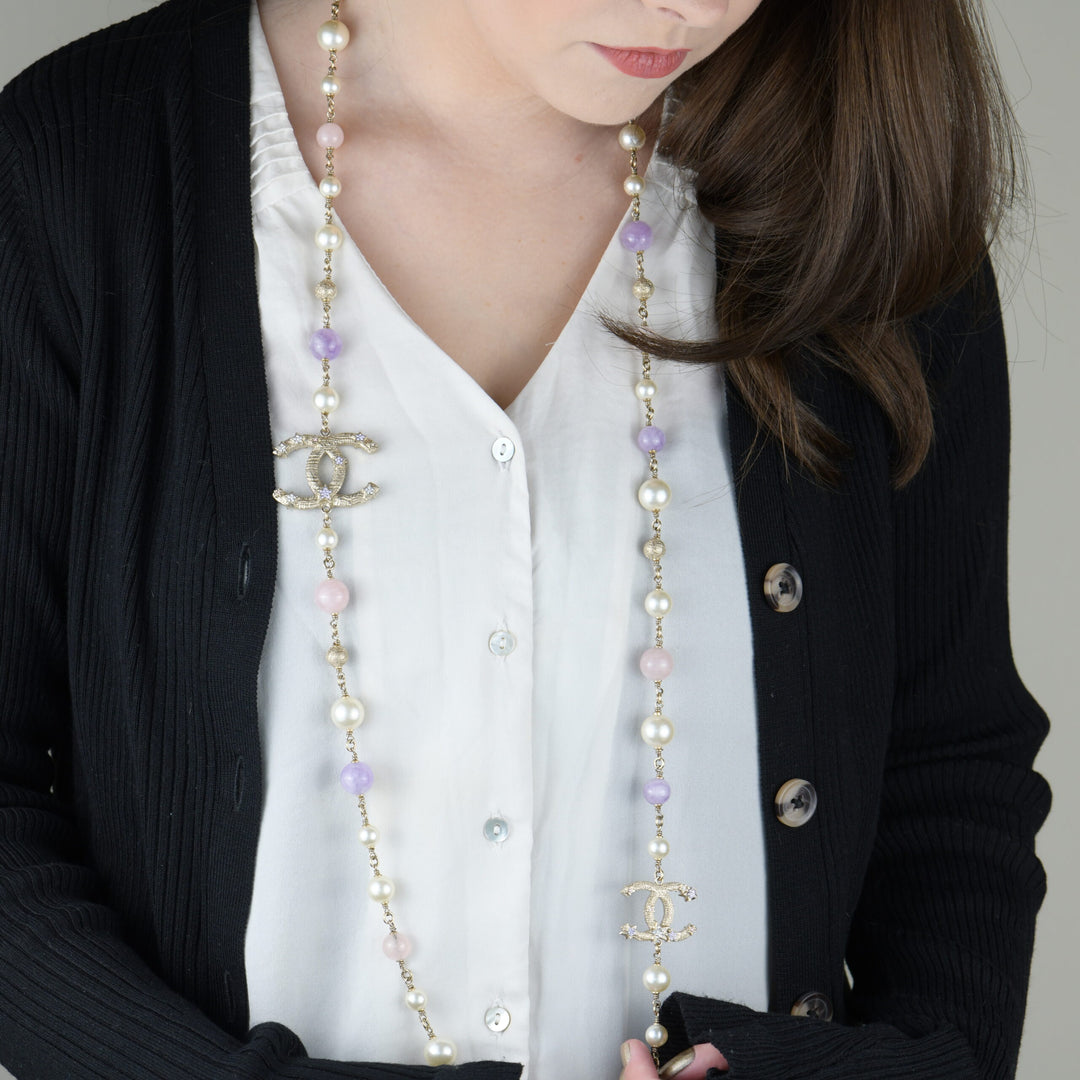 CC Crystal Pearl Star Chanel Necklace with Purple and Pink Gripoix –  Dandelion Antiques