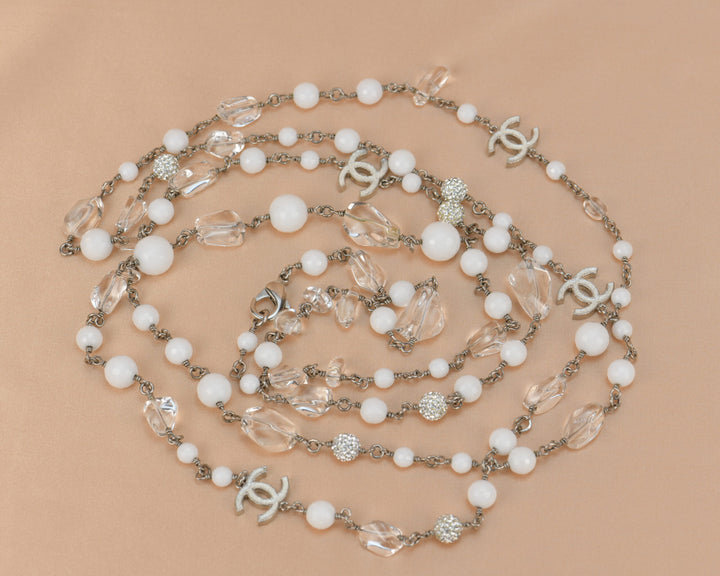 Chanel 2010 CC Crystal Pearl Long Necklace
