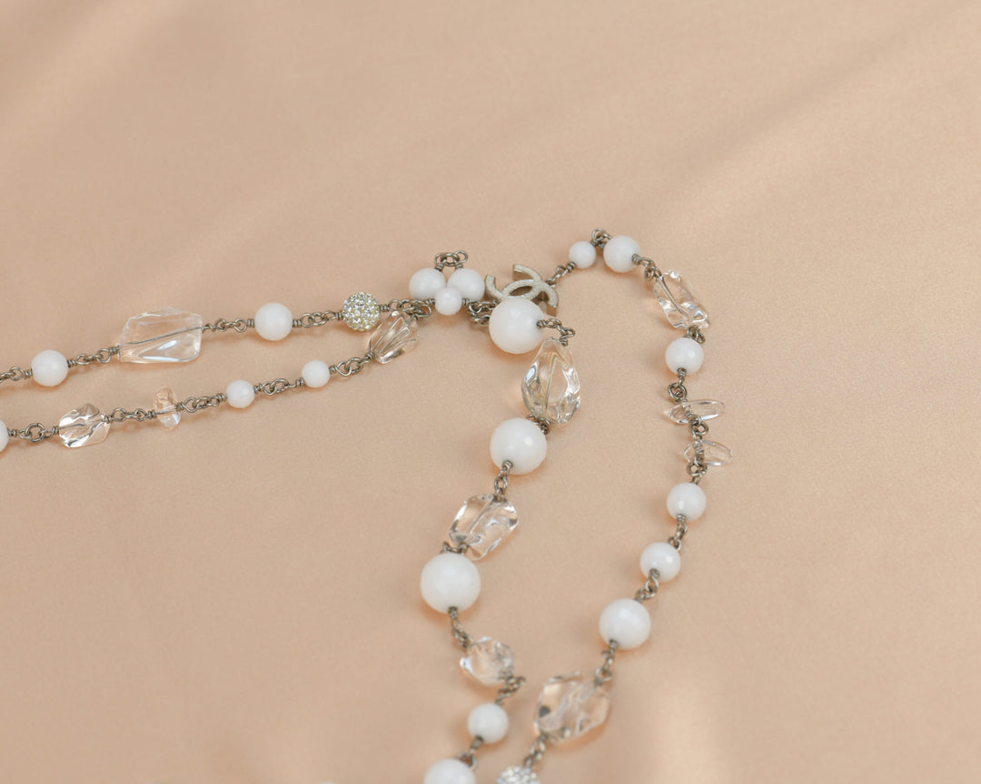 Chanel 2010 CC Crystal Pearl Long Necklace