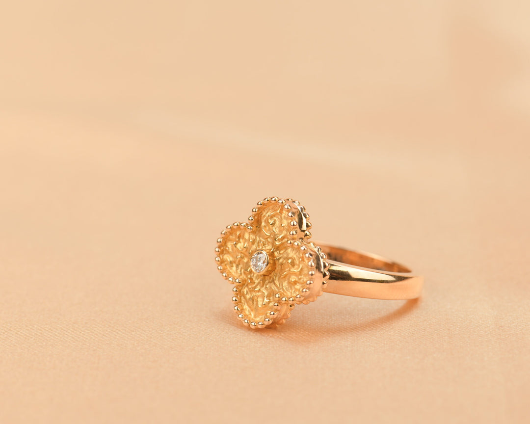 Van Cleef & Arpels Alhambra 18k Rose Gold Diamond Ring