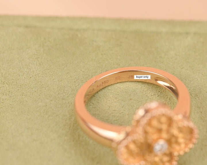 Van Cleef & Arpels Alhambra 18k Rose Gold Diamond Ring