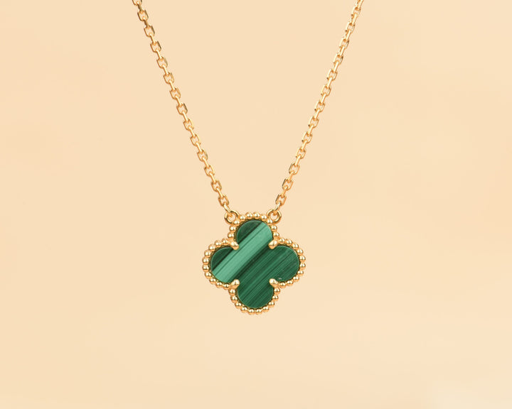 Van Cleef & Arpels Vintage Alhambra Malachite 18 Karat Yellow Gold Pendant