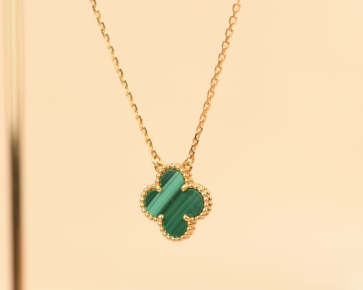 Van Cleef & Arpels Vintage Alhambra Malachite 18 Karat Yellow Gold Pendant