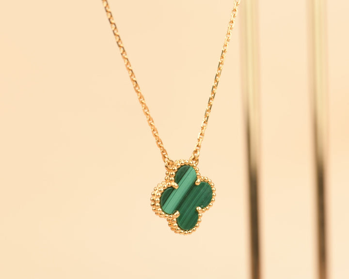 Van Cleef & Arpels Vintage Alhambra Malachite 18 Karat Yellow Gold Pendant