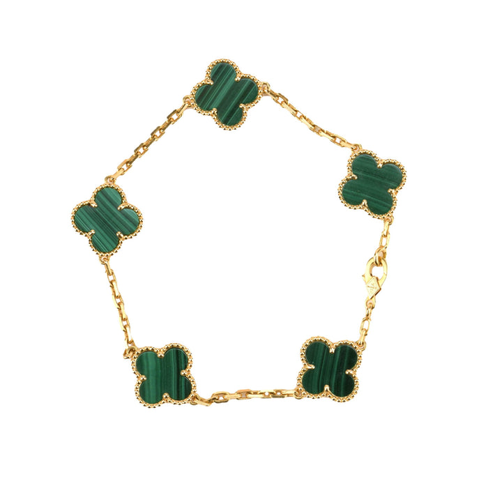 Van Cleef & Arpels 5 Motif Vintage Alhambra Malachite Bracelet