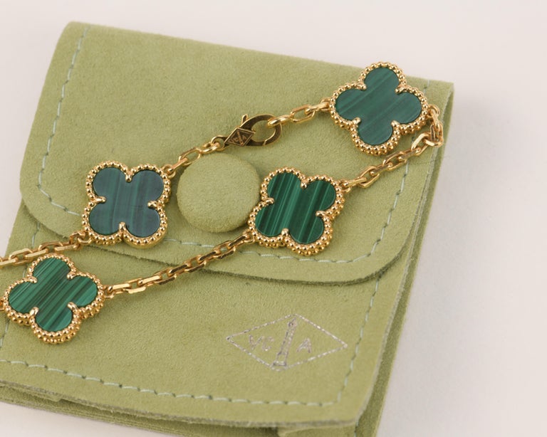 Van Cleef & Arpels 5 Motif Vintage Alhambra Malachite Bracelet