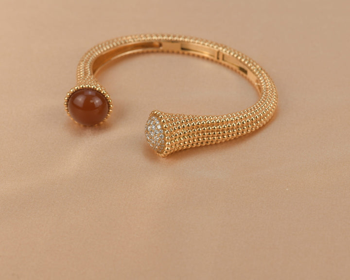 Van Cleef & Arpels 18K Rose Gold Carnelian and Diamond Perlée Couleurs Bracelet