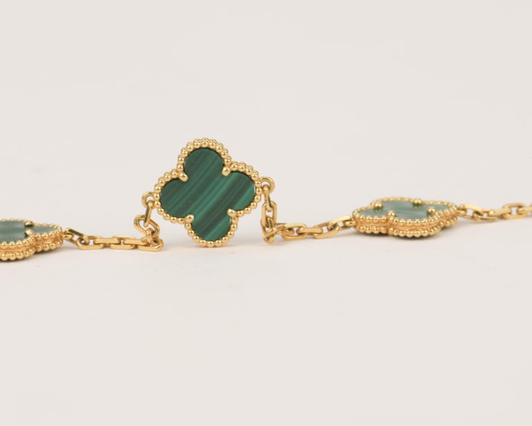 Van Cleef & Arpels 5 Motif Vintage Alhambra Malachite Bracelet