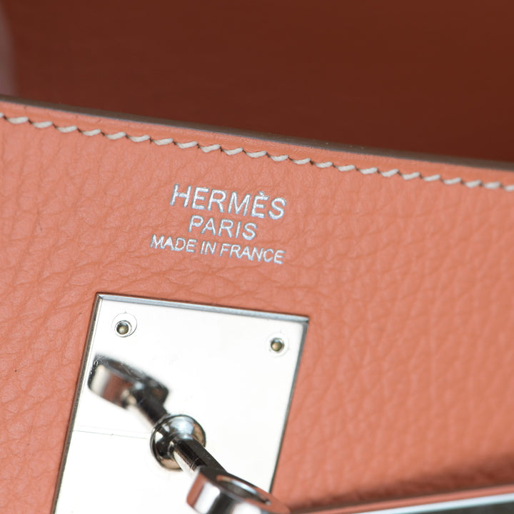 Hermès Kelly 32cm Crevette Togo Leather with Silver Hardware