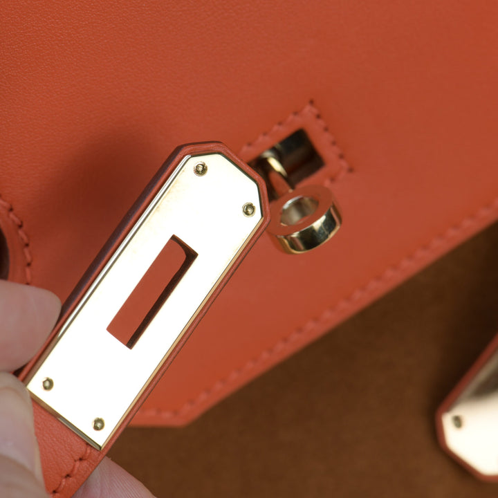 Hermès Birkin 35cm Chamois Grizzly and Capucine Swift with Permabrass Hardware