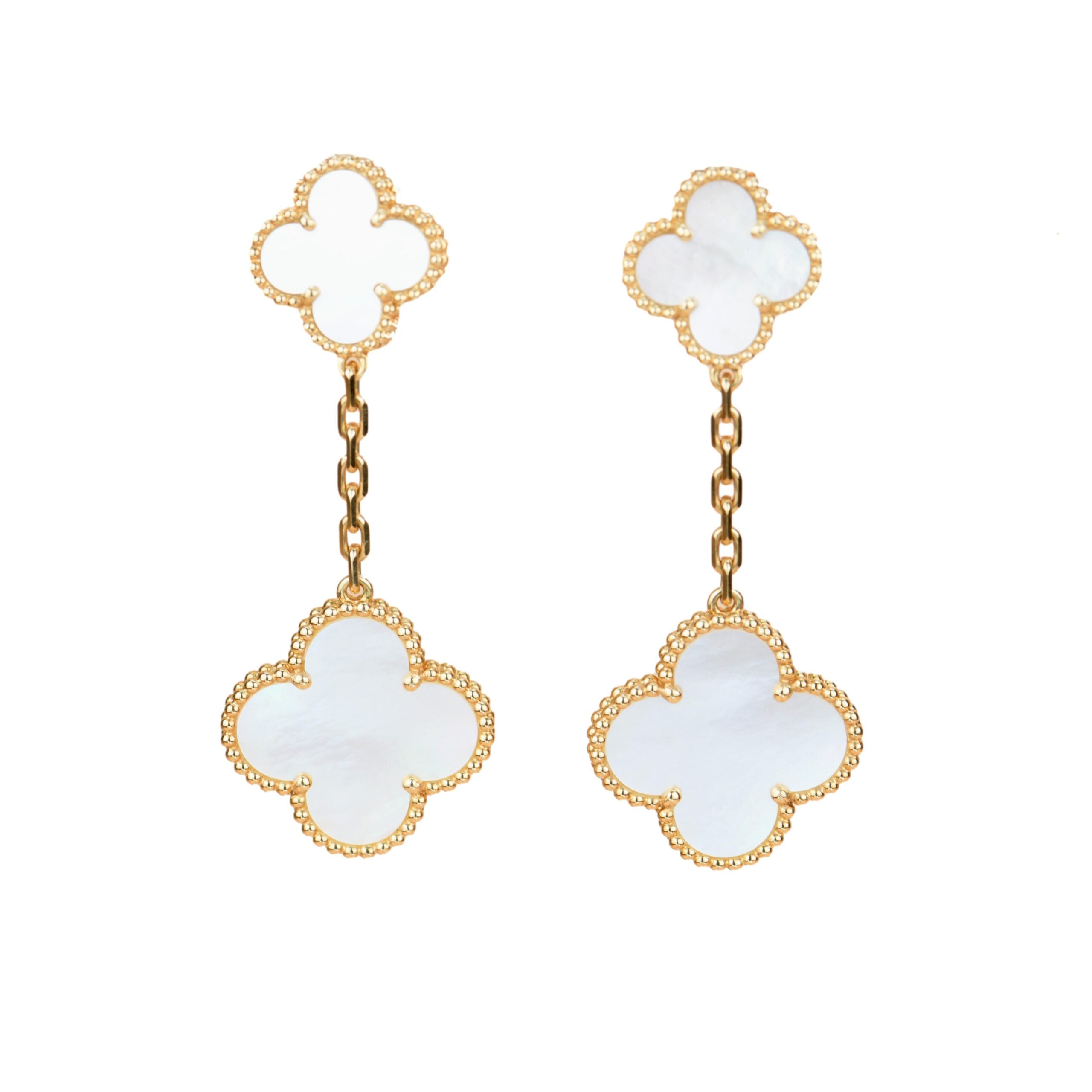 Van cleef alhambra mother of pearl earrings online
