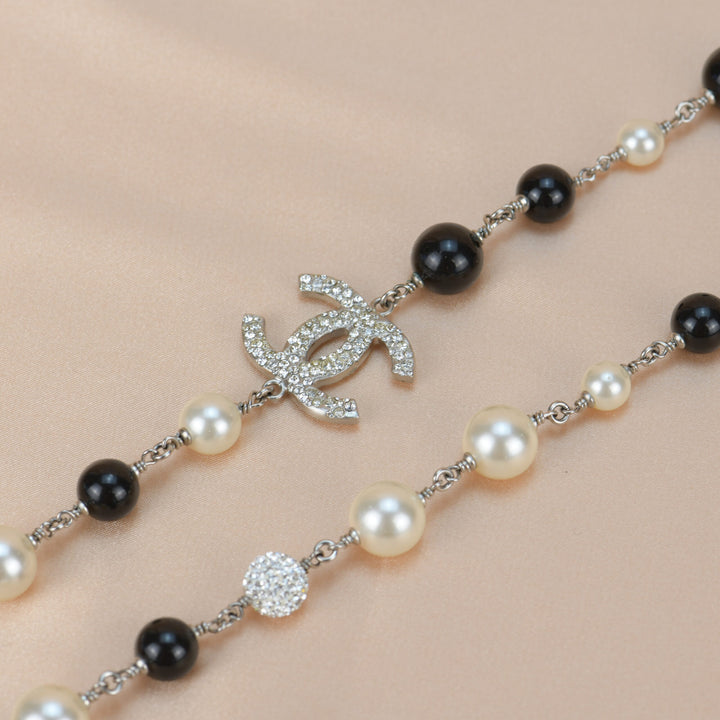 Chanel CC Pearl and Crystals Sautoir Chain Necklace