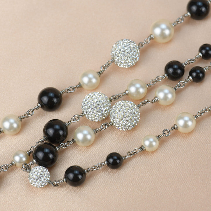 Chanel CC Pearl and Crystals Sautoir Chain Necklace