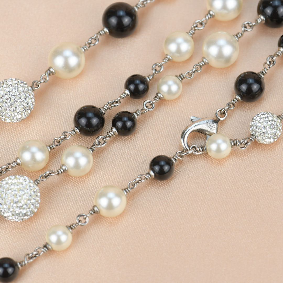 Chanel CC Pearl and Crystals Sautoir Chain Necklace