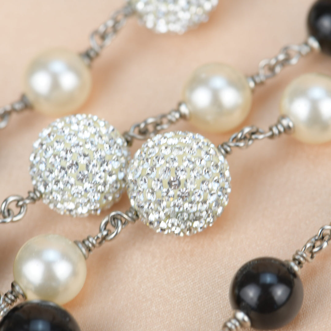 Chanel CC Pearl and Crystals Sautoir Chain Necklace