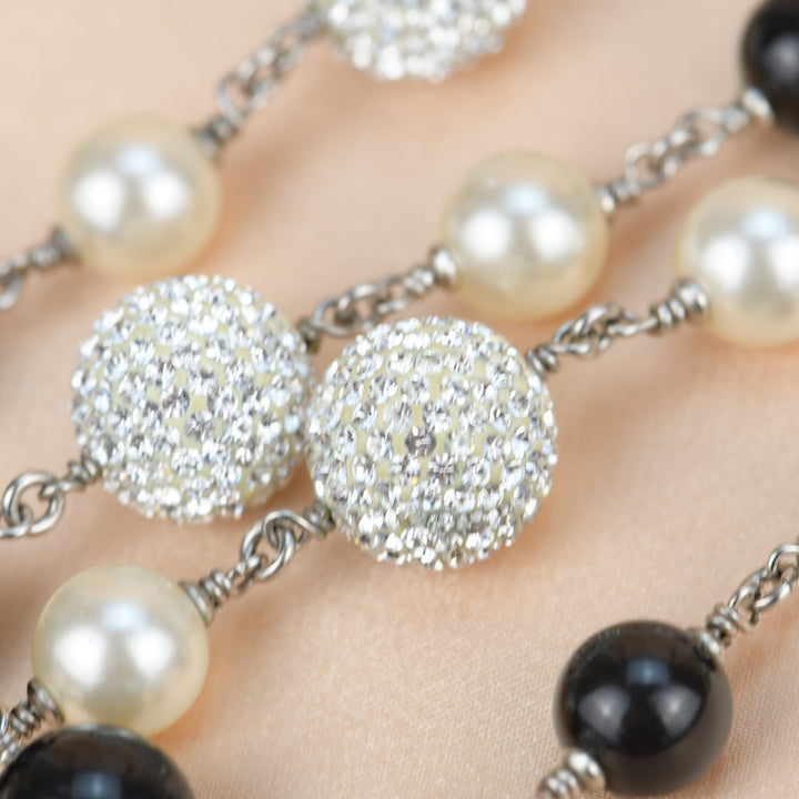 Chanel CC Pearl and Crystals Sautoir Chain Necklace