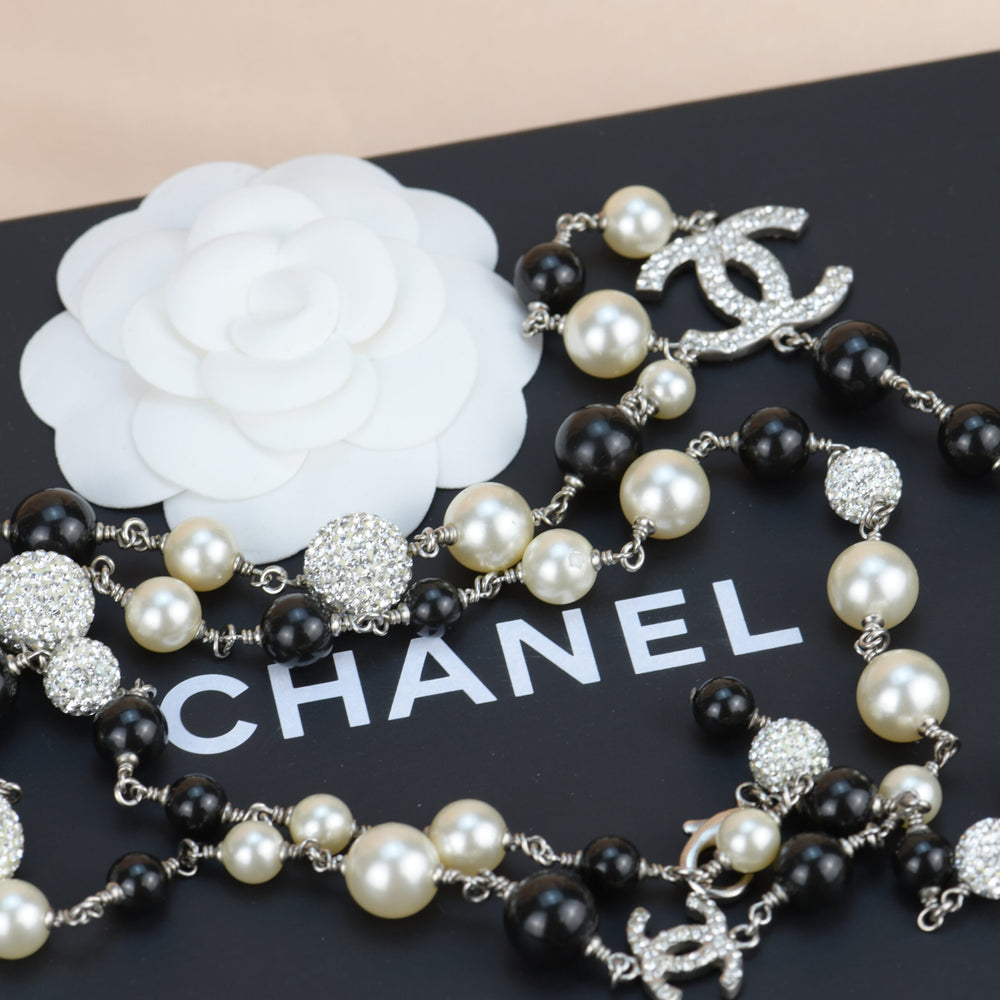Chanel CC Pearl and Crystals Sautoir Chain Necklace