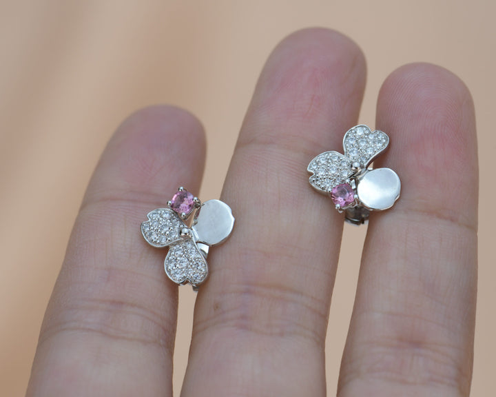 Tiffany Paper Flowers Spinel Diamond Platinum Flower Earrings