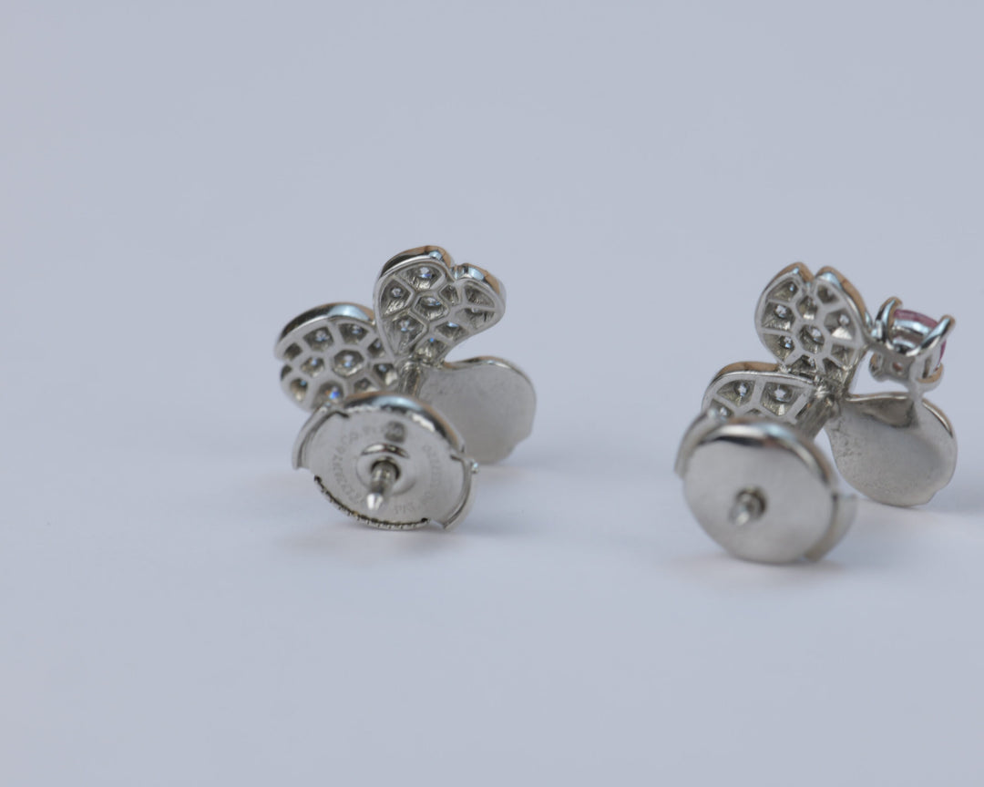 Tiffany Paper Flowers Spinel Diamond Platinum Flower Earrings