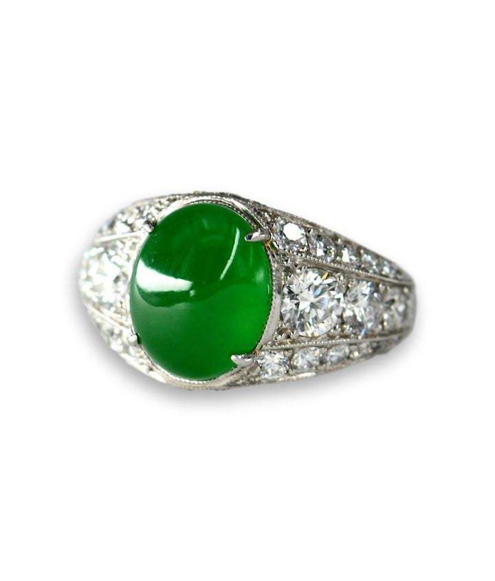 Jade and diamond ring