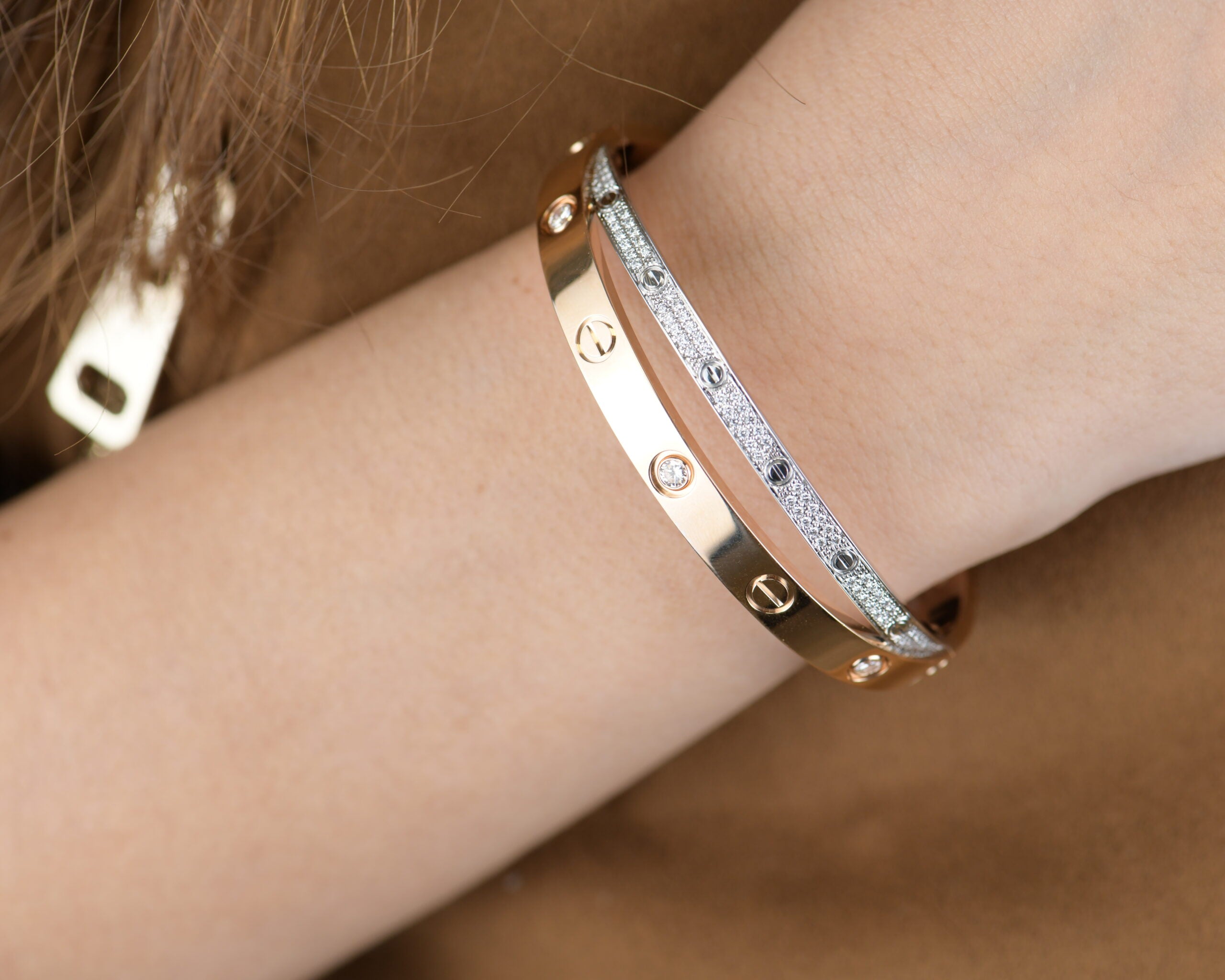 Cartier thin love bracelet with diamonds sale