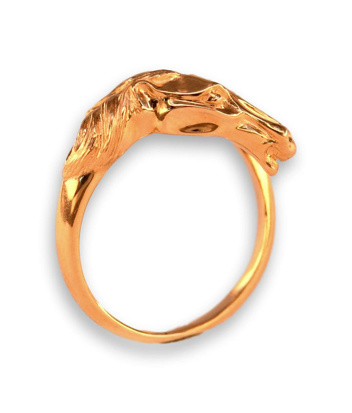18 Karat Gold Horse Crossover Ring