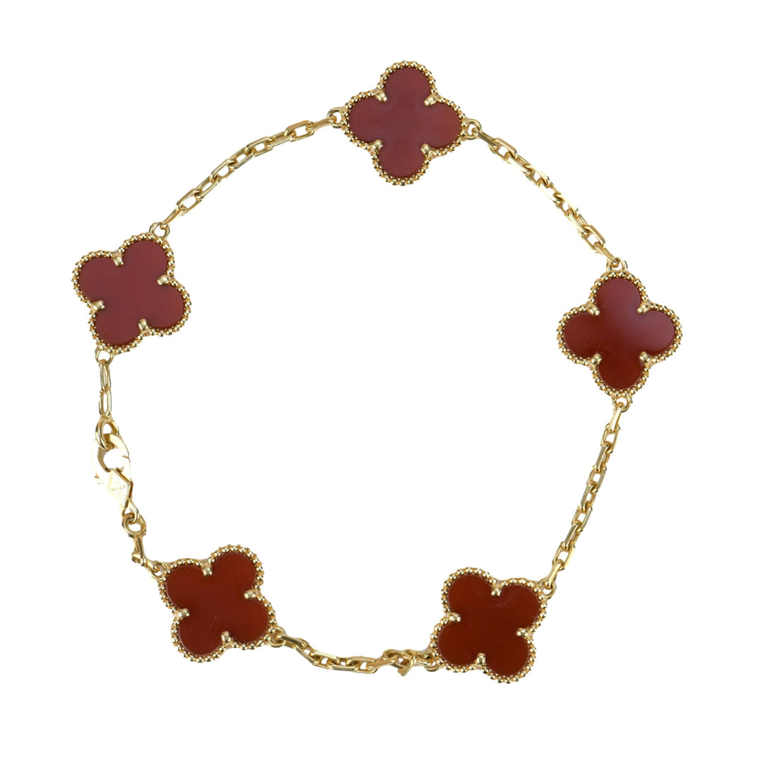 Van Cleef & Arpels 5 Motif Vintage Alhambra Carnelian Bracelet