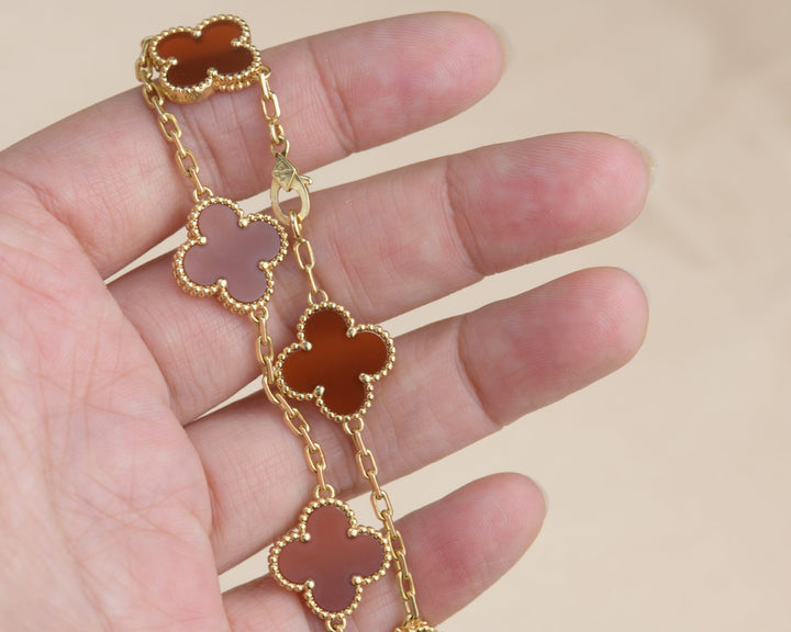 Van Cleef & Arpels 5 Motif Vintage Alhambra Carnelian Bracelet