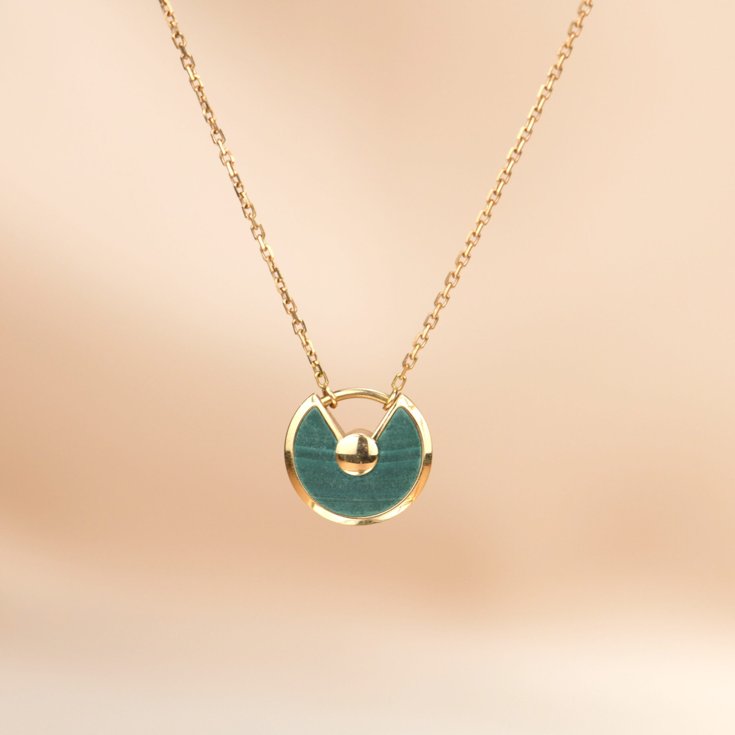 Cartier Amulette de 18K Yellow Gold Malachite Pendant Necklace