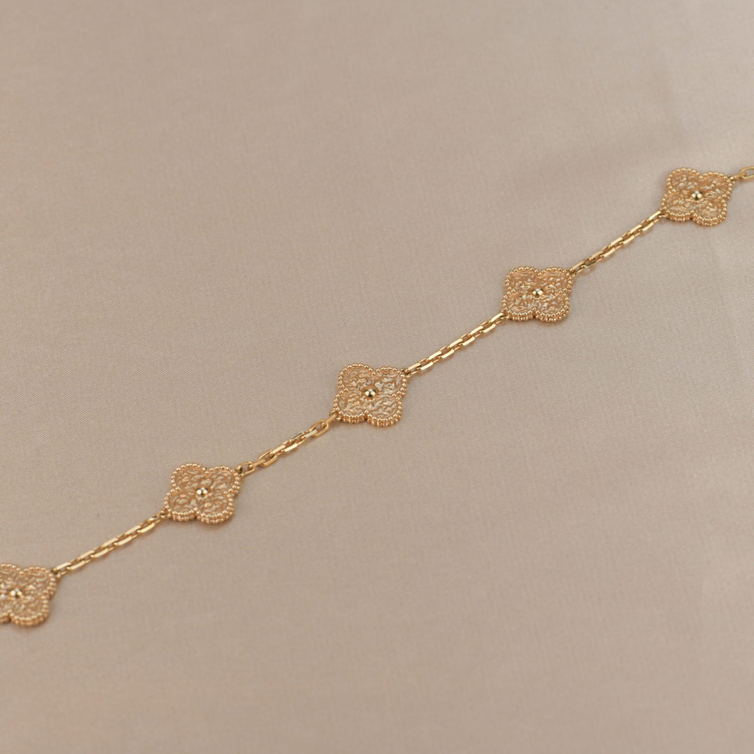 Van Cleef & Arpels 5 Motif Vintage Alhambra Rose Gold Bracelet