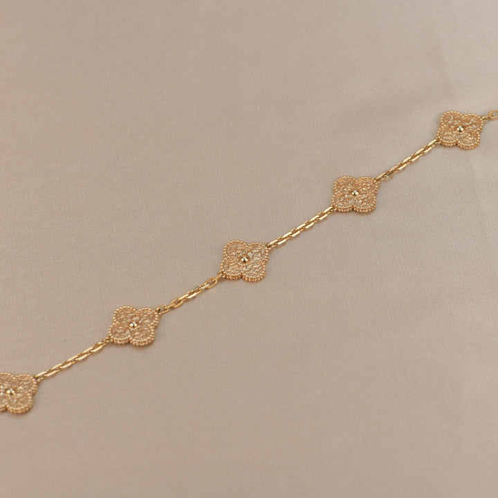 Van Cleef & Arpels 5 Motif Vintage Alhambra Rose Gold Bracelet