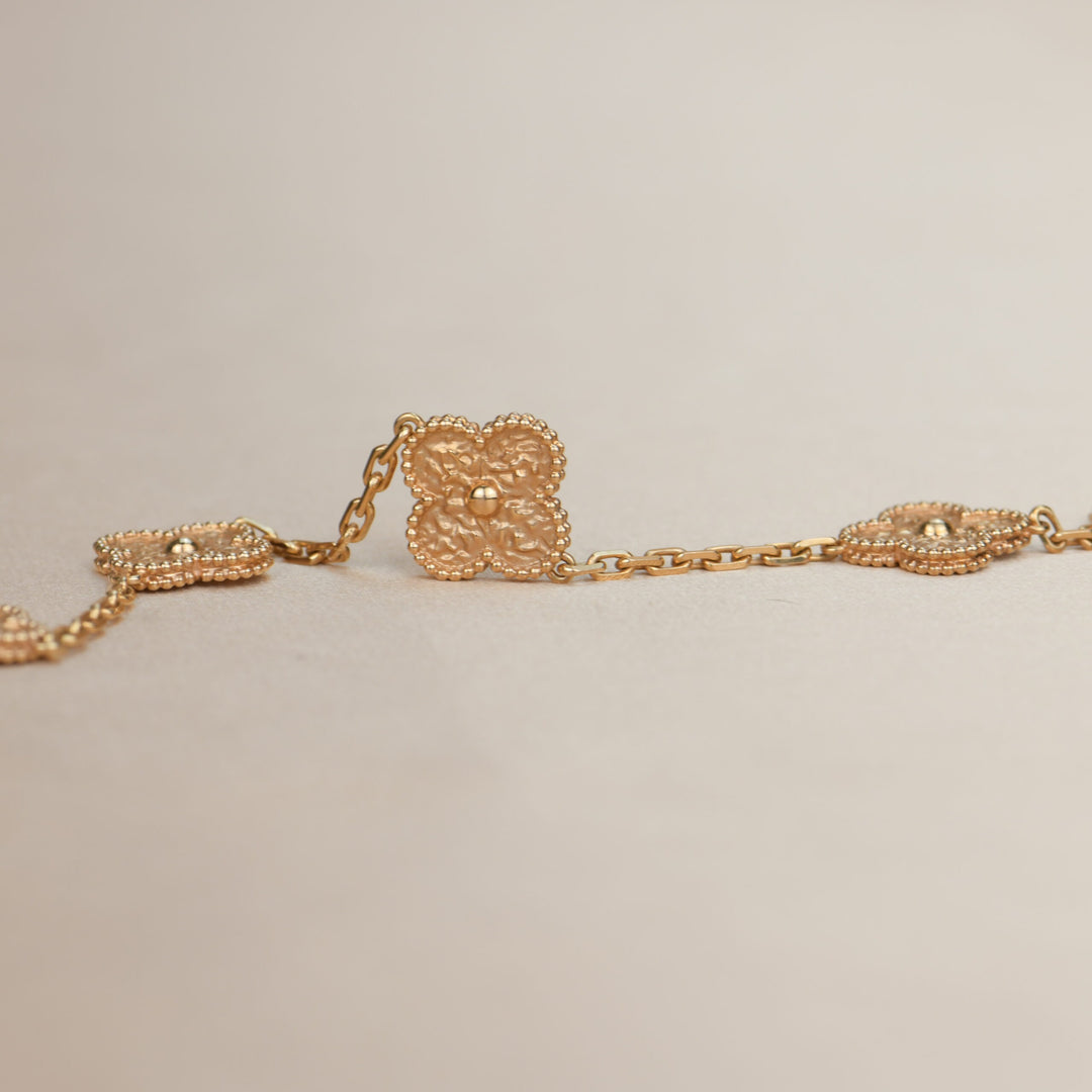 Van Cleef & Arpels 5 Motif Vintage Alhambra Rose Gold Bracelet