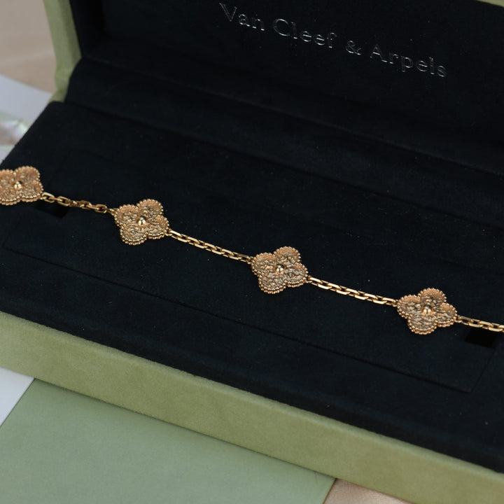 Van Cleef & Arpels 5 Motif Vintage Alhambra Rose Gold Bracelet