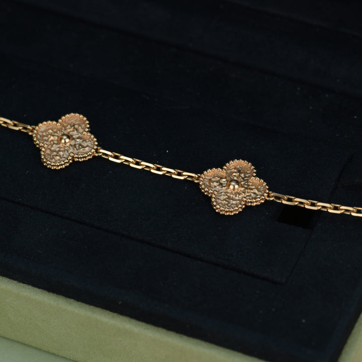 Van Cleef & Arpels 5 Motif Vintage Alhambra Rose Gold Bracelet