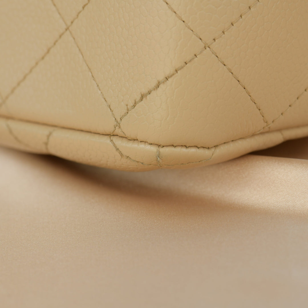 Chanel Beige Calfskin Leather Jumbo Classic Double Flap Bag