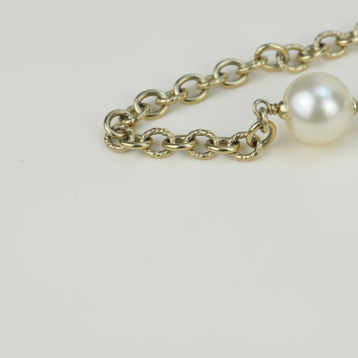 Chanel CC Logo White Pearl Long Necklace