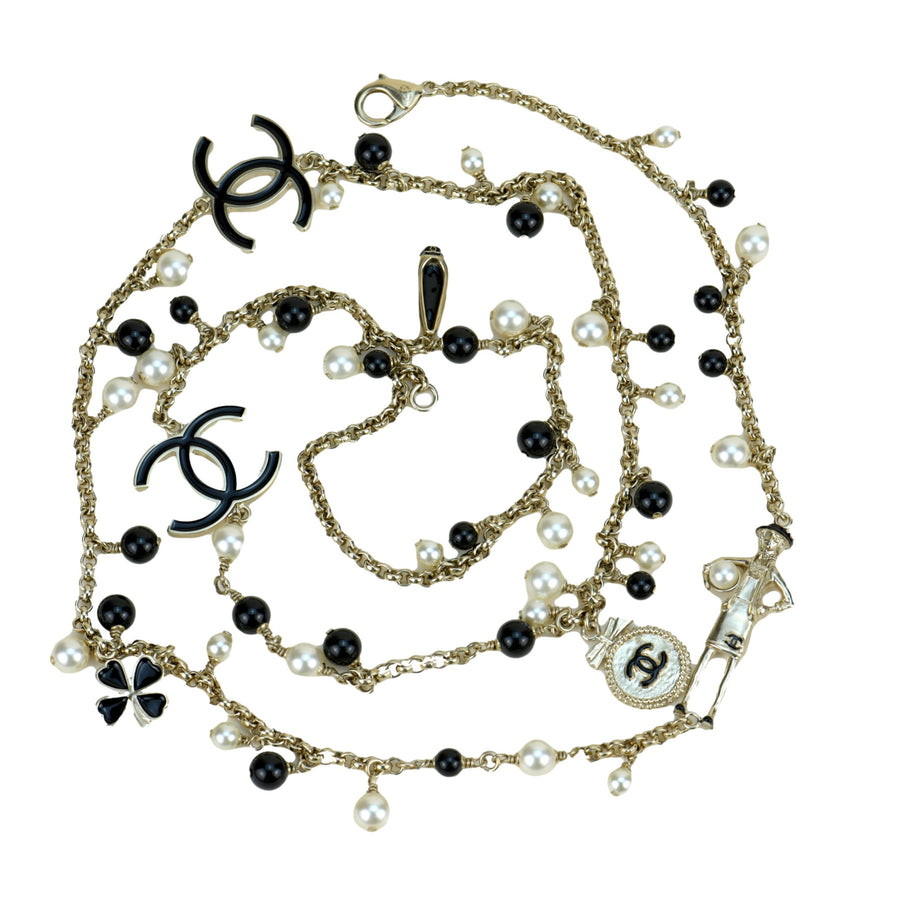 Chanel CC Limited Edition Enamel Coco Mademoiselle Pearl Necklace