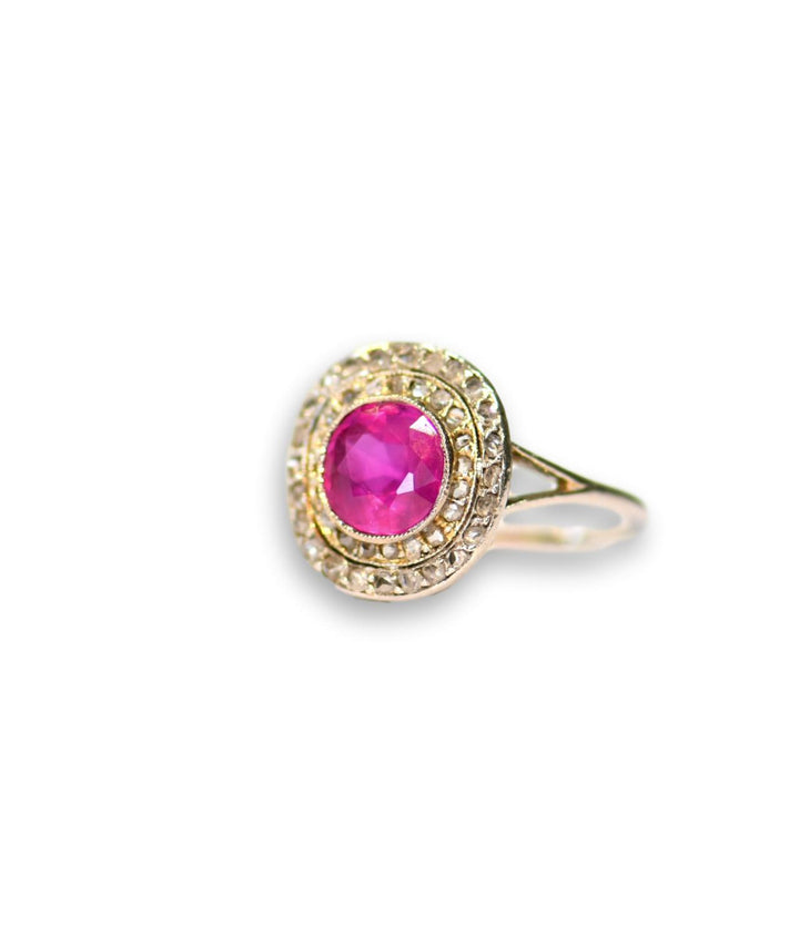 Edwardian Burma Natural No Heat Pink Sapphire and Diamond Platinum Ring- SOLD