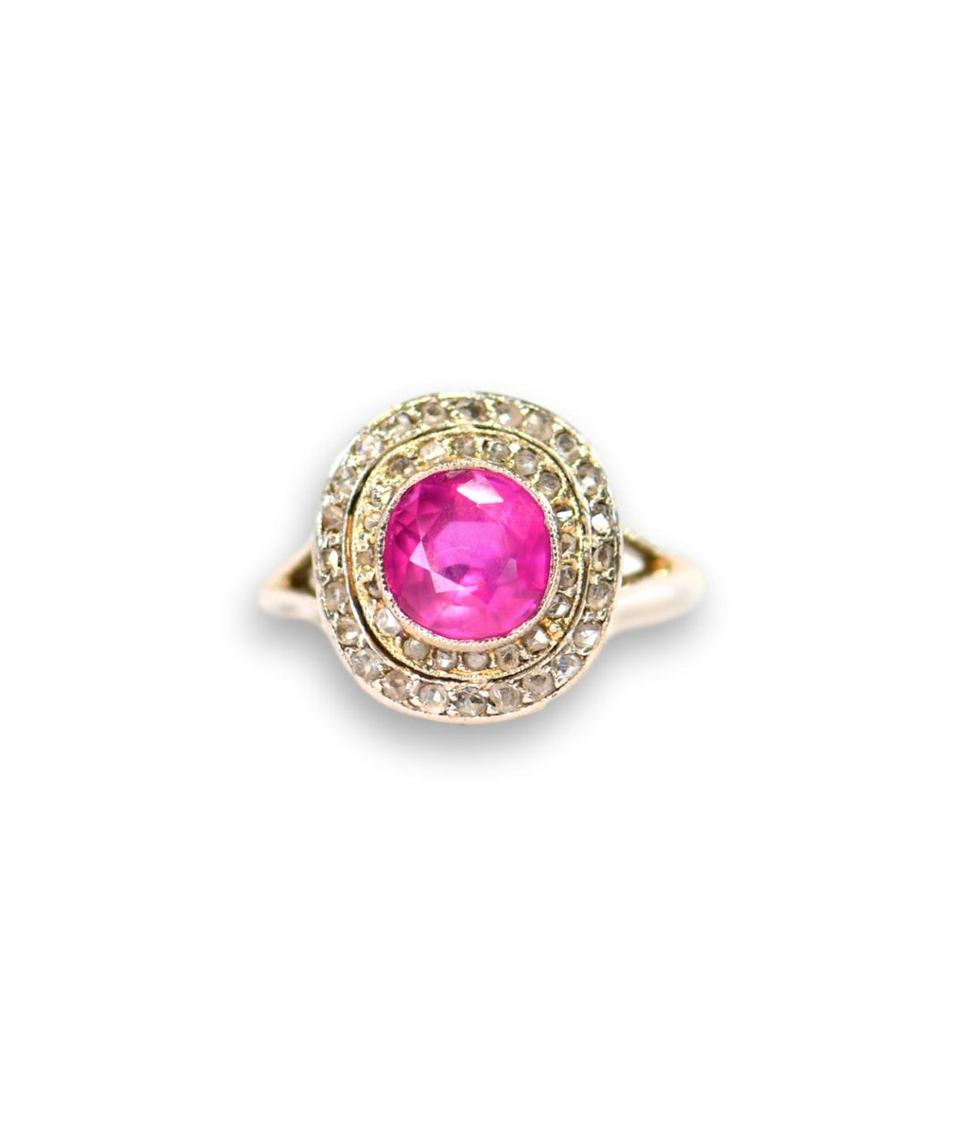 Edwardian Burma Natural No Heat Pink Sapphire and Diamond Platinum Ring- SOLD