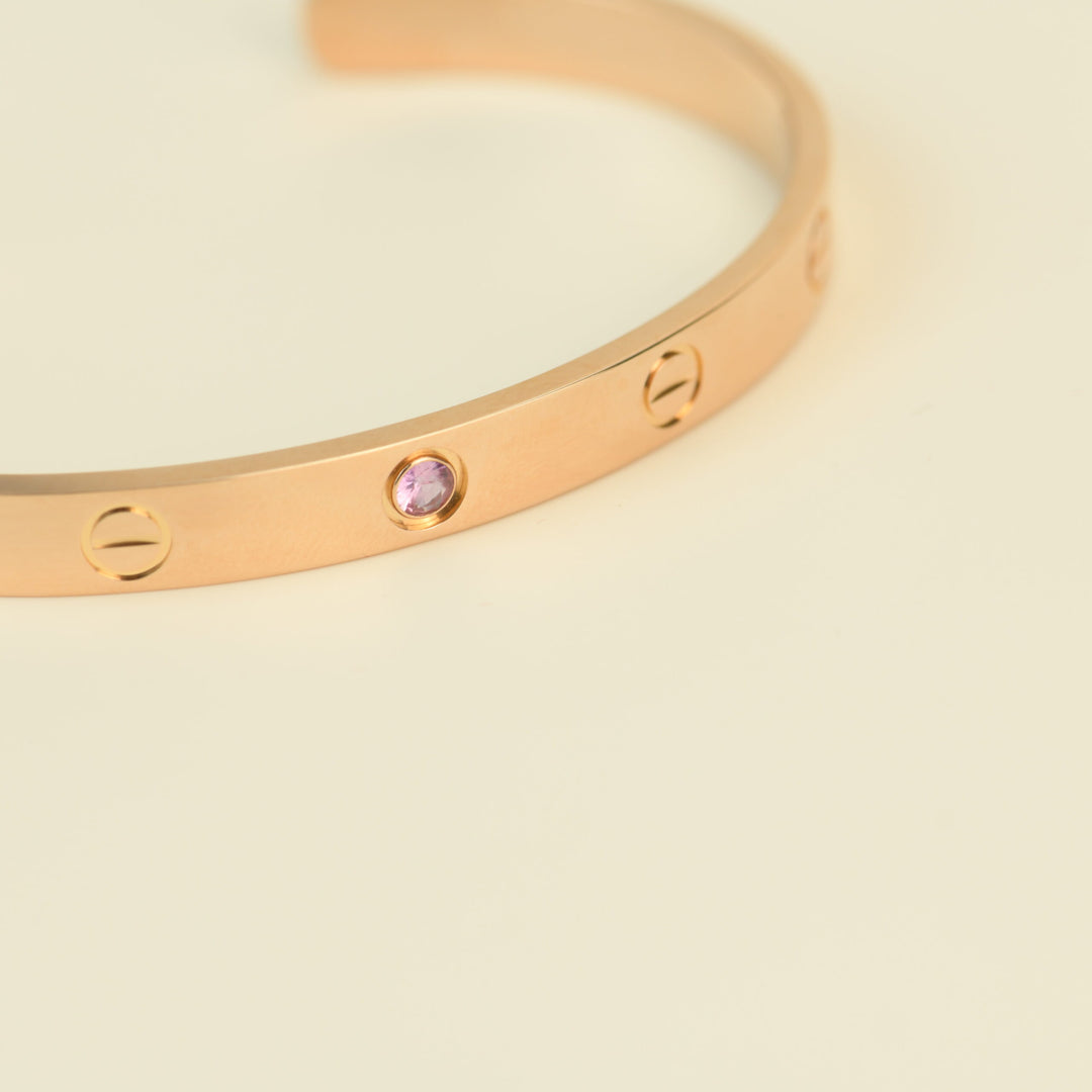 Cartier Rose Gold Love Bangle with Sapphire Size 18