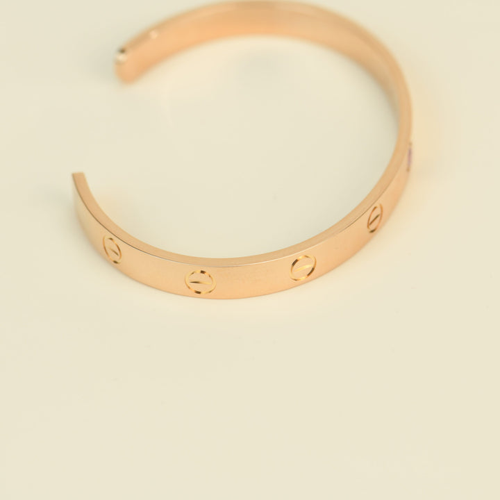 Cartier Rose Gold Love Bangle with Sapphire Size 18