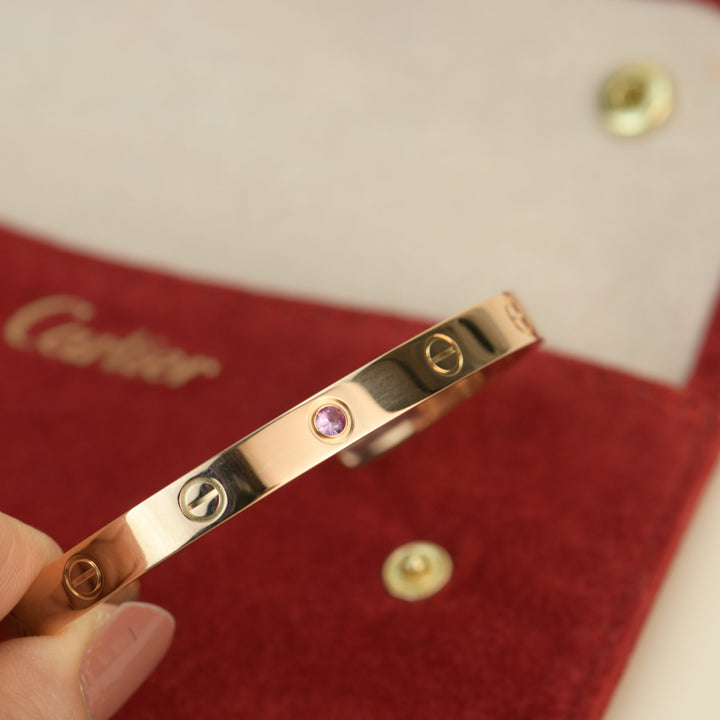 Cartier Rose Gold Love Bangle with Sapphire Size 18