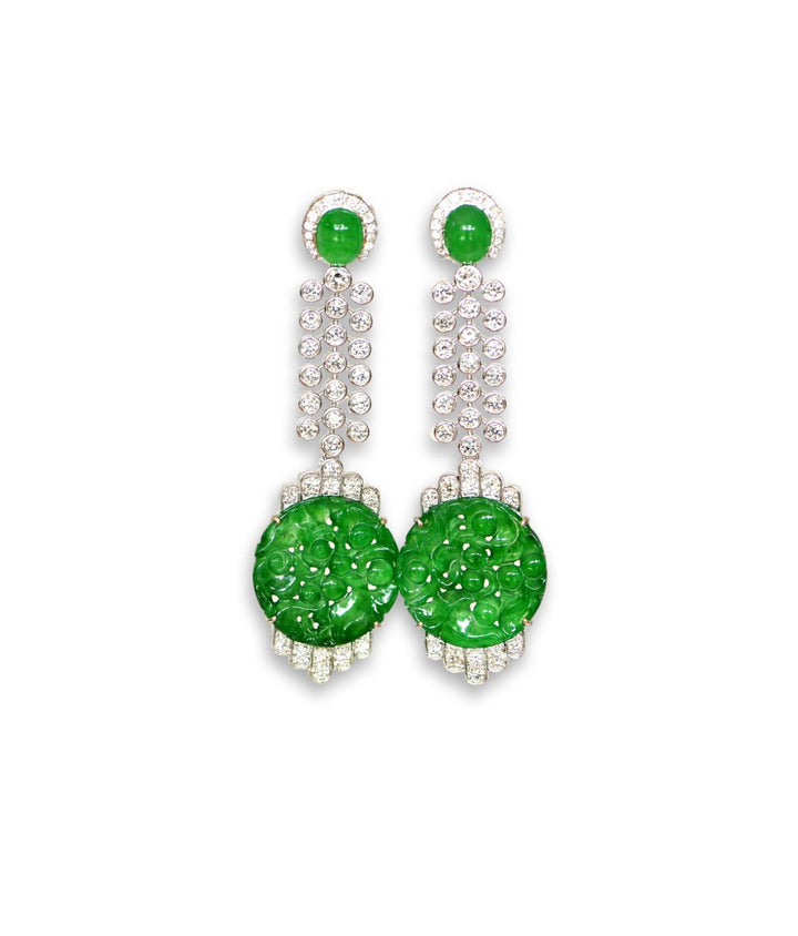 Natural A Jadeite and Diamond Earrings