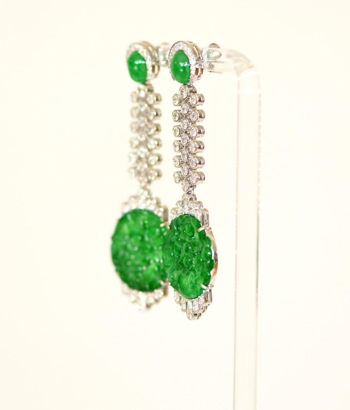 Natural A Jadeite and Diamond Earrings