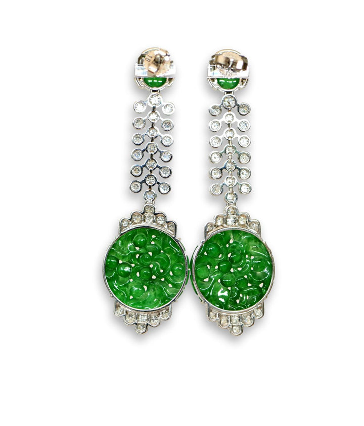 Natural A Jadeite and Diamond Earrings