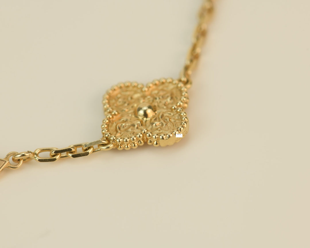 Van Cleef & Arpels Vintage Alhambra 10 Motif Yellow Gold Necklace