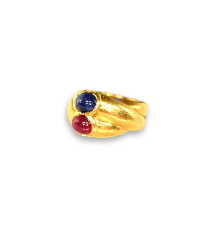 Ruby Sapphire Gold Cross Gold Ring - SOLD